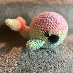 Colorful Crochet Whale Mama & Babies Stuffed Animal